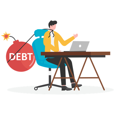 Businessman facing debt burden  Illustration