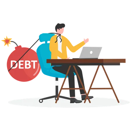 Businessman facing debt burden  Illustration