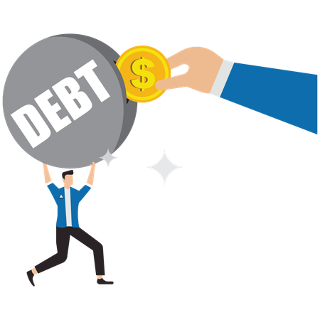 Businessman facing debt burden  Illustration