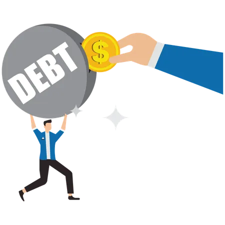 Businessman facing debt burden  Illustration