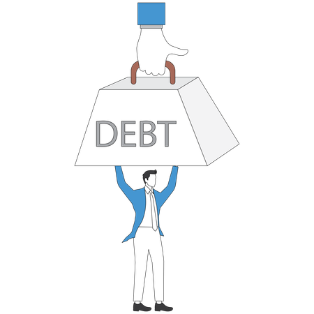 Businessman facing debt burden  Illustration
