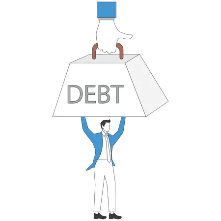 Businessman facing debt burden  Illustration