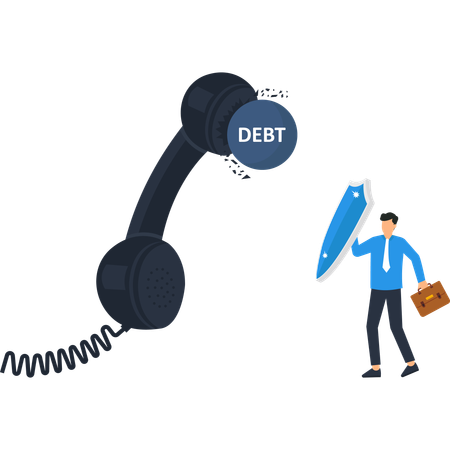 Businessman facing debt crisis  Illustration