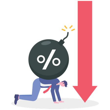 Businessman facing debt crisis  Illustration