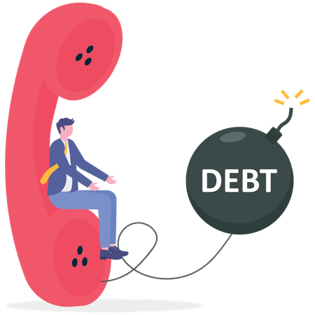 Businessman facing debt crisis  Illustration