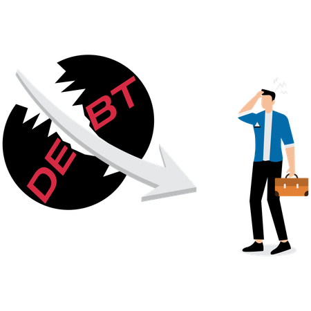 Businessman facing debt crisis  Illustration