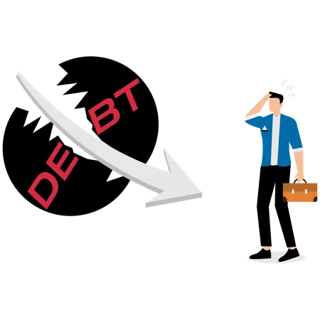 Businessman facing debt crisis  Illustration