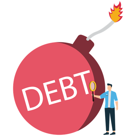 Businessman facing debt crisis  Illustration