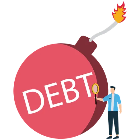 Businessman facing debt crisis  Illustration
