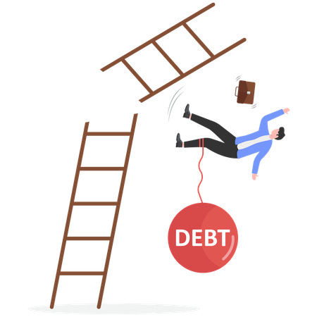 Businessman facing debt crisis  Illustration