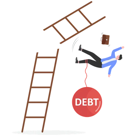 Businessman facing debt crisis  Illustration