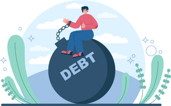Businessman facing debt issues  Illustration