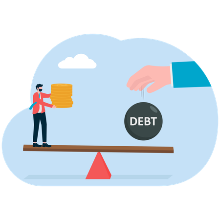 Businessman facing debt issues  Illustration