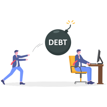 Businessman facing debt issues  Illustration