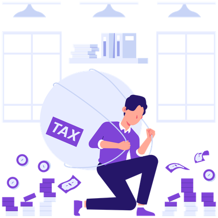 Businessman facing debt issues  Illustration