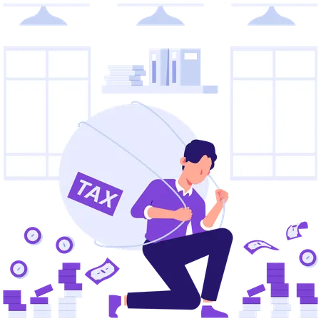 Businessman facing debt issues  Illustration