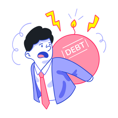 Businessman facing Debt issues  Illustration