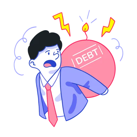 Businessman facing Debt issues  Illustration