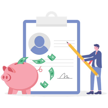 Businessman facing debt obligation  Illustration