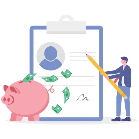 Businessman facing debt obligation  Illustration