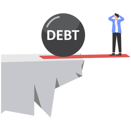 Businessman facing debt problem  Illustration