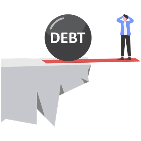 Businessman facing debt problem  Illustration