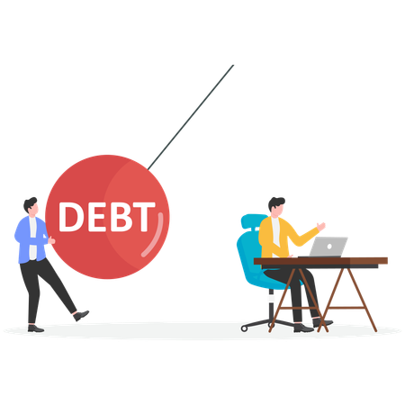 Businessman facing debt problem  Illustration