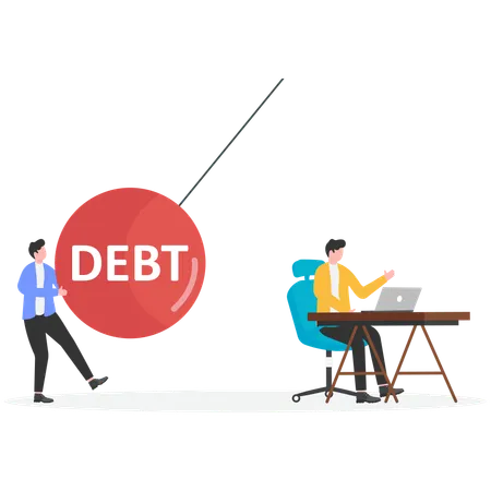 Businessman facing debt problem  Illustration