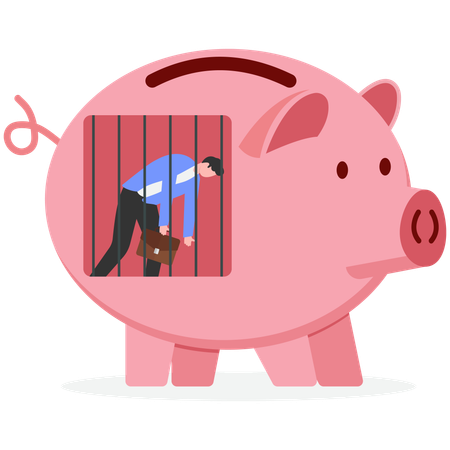 Businessman facing debt problem  Illustration
