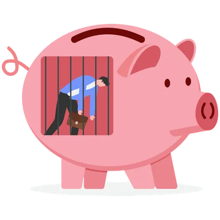 Businessman facing debt problem  Illustration