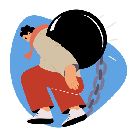 Businessman facing debt struggle  Illustration