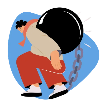 Businessman facing debt struggle  Illustration