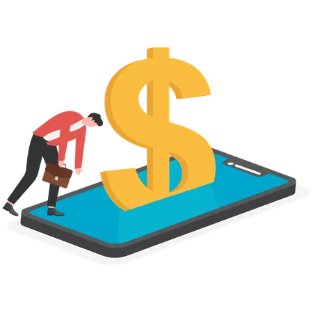 Businessman facing dollar crisis  Illustration