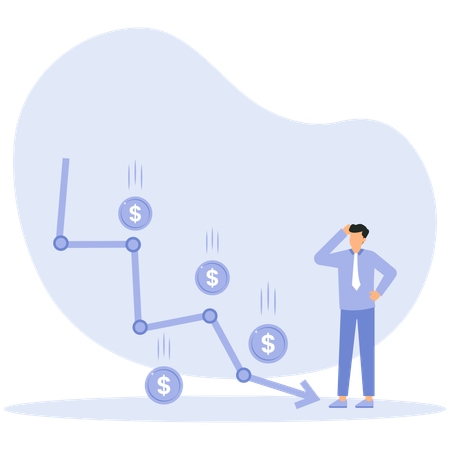 Businessman facing downfall in market  Illustration