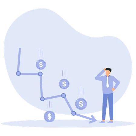 Businessman facing downfall in market  Illustration