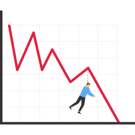 Businessman facing economic loss  Illustration