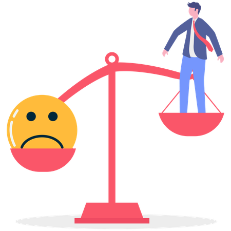 Businessman facing emotional imbalance  Illustration