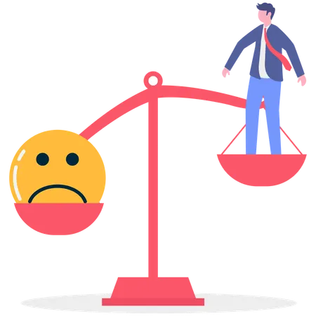 Businessman facing emotional imbalance  Illustration