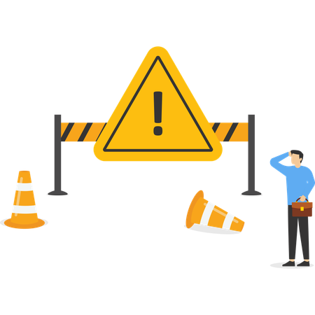 Businessman facing error template  Illustration