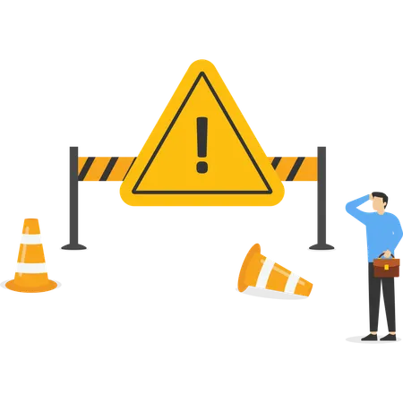 Businessman facing error template  Illustration