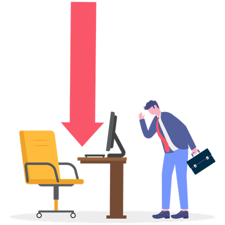 Businessman facing failure at workplace  Illustration