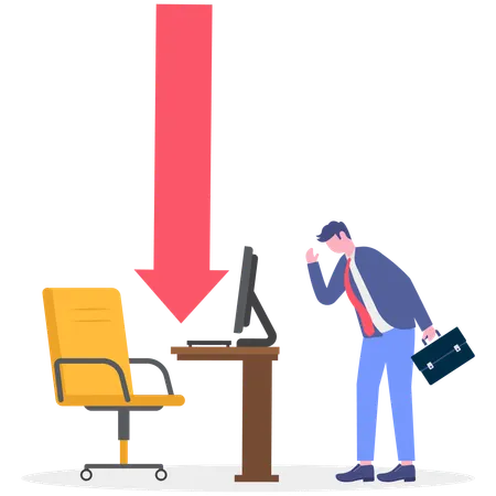 Businessman facing failure at workplace  Illustration