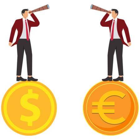 재정적 경쟁에 직면한 사업가  일러스트레이션