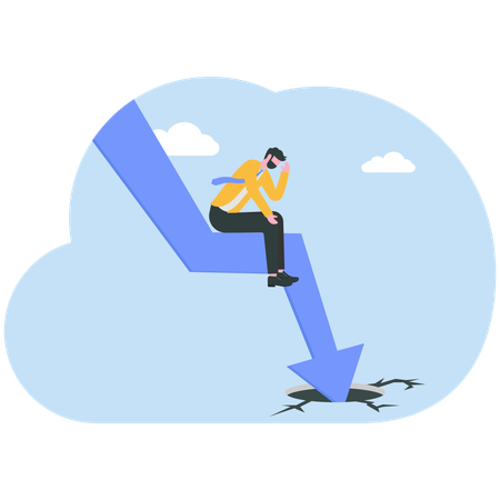 Businessman facing financial crisis  Illustration