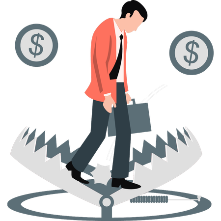 Businessman facing financial crisis  Illustration