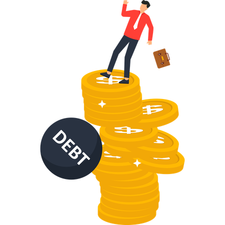 Businessman facing Financial Debt Crisis  Illustration