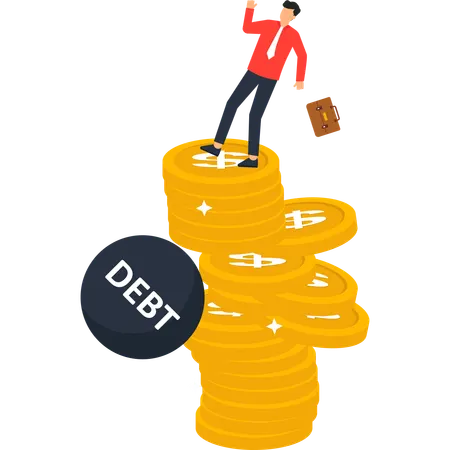 Businessman facing Financial Debt Crisis  Illustration
