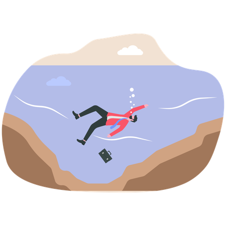 Businessman facing financial debt  Illustration