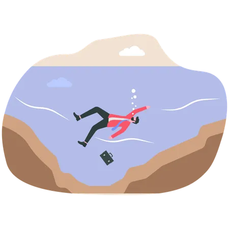 Businessman facing financial debt  Illustration