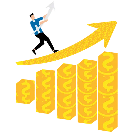 Businessman facing financial growth  Illustration